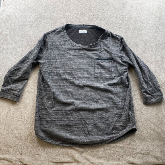 Columbia Women's T-Shirt Large Pullover Long Sleeve Gray Striped Athleisure Casu - Picture 8 of 9